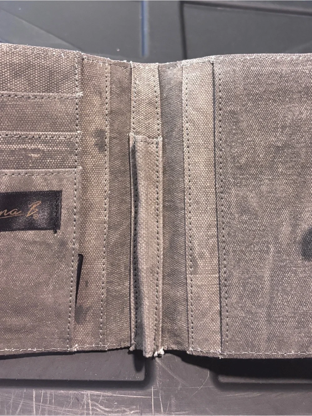 Mona B Canvas Travel Quote Wallet - Gray & Burgundy Accents